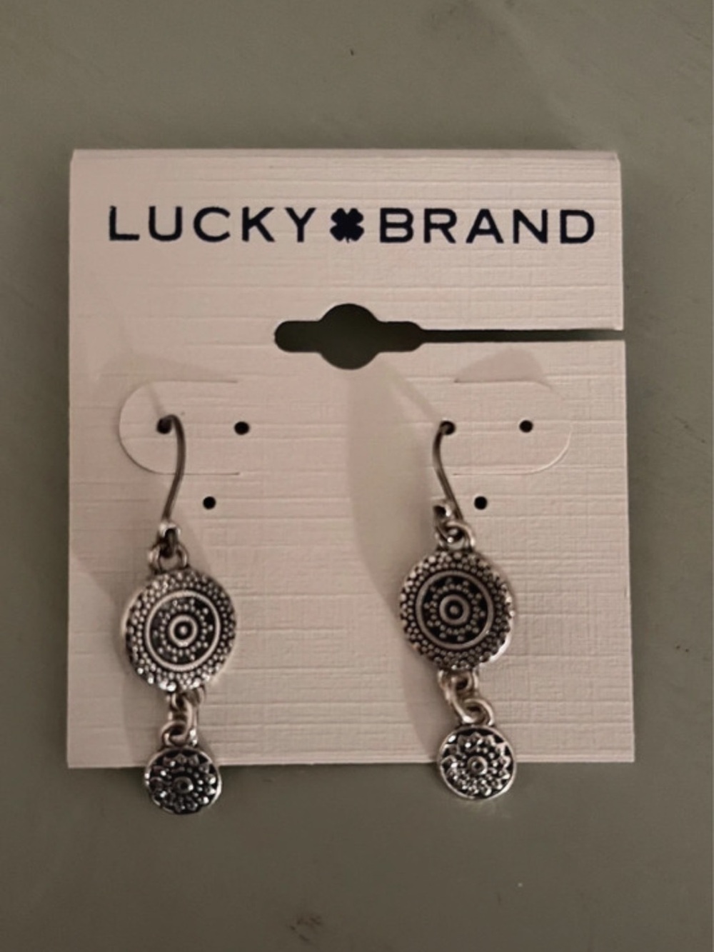Lucky Brand Silver Medallion Drop Earrings